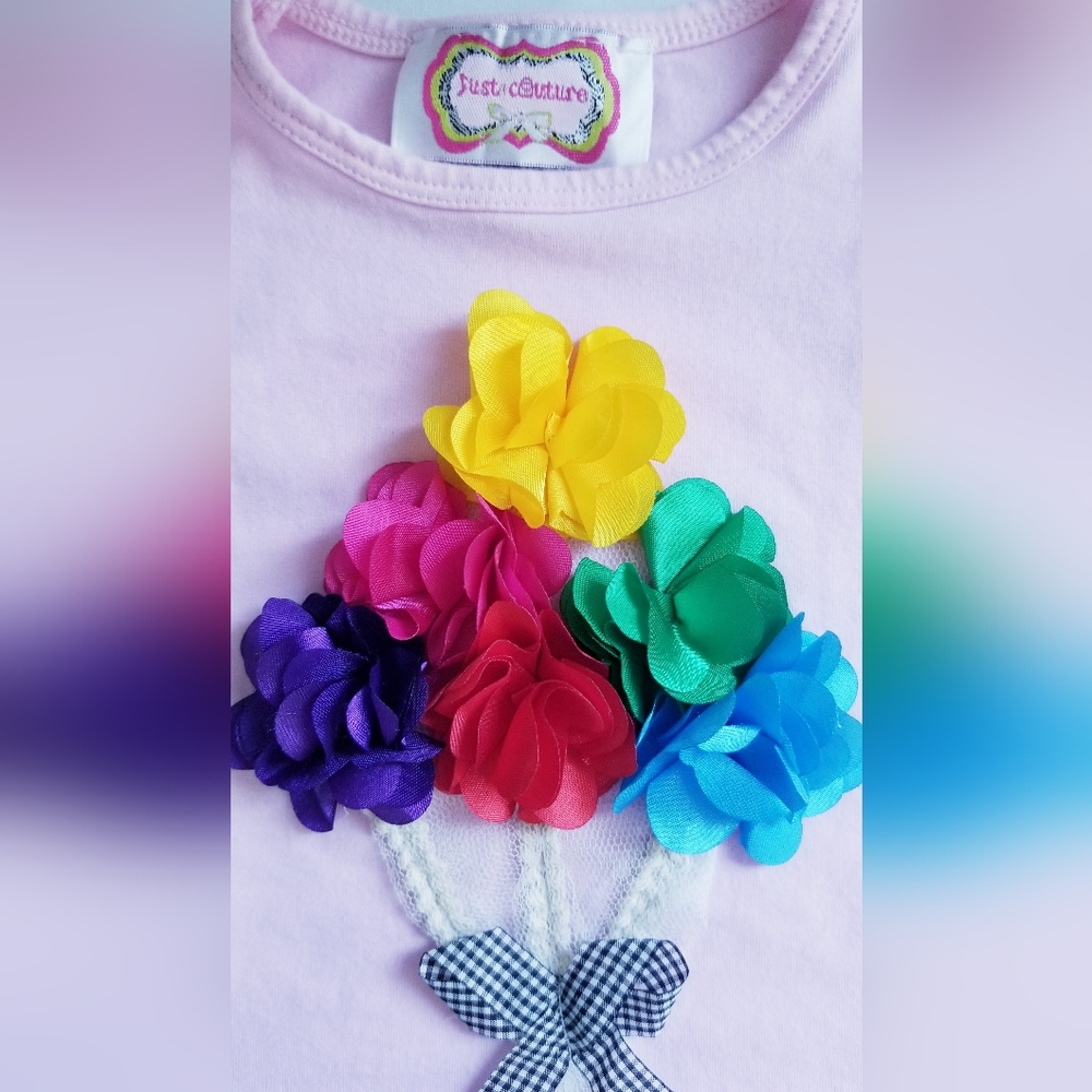 Just Couture Pink Flower Top 100% Cotton Baby Girl Size 3-6M - Picture 4 of 8